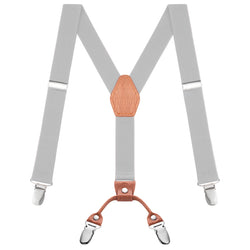 "Buyless Fashion Adjustable Suspenders for Kids - 26"" Elastic Straps 1"" - Leather Y Shape Back - 5151"