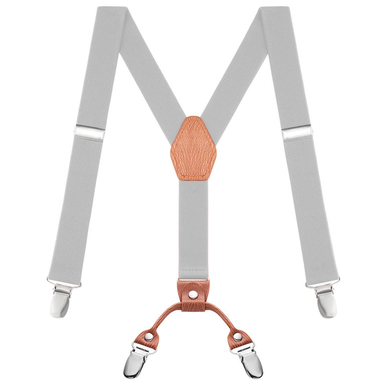 "Buyless Fashion Adjustable Suspenders for Kids - 26"" Elastic Straps 1"" - Leather Y Shape Back - 5151"