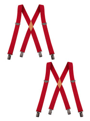 "Buyless Fashion 2 pack Suspenders for Men - 48"" Adjustable Straps 1 1/4"" - X Back With Black Clips"