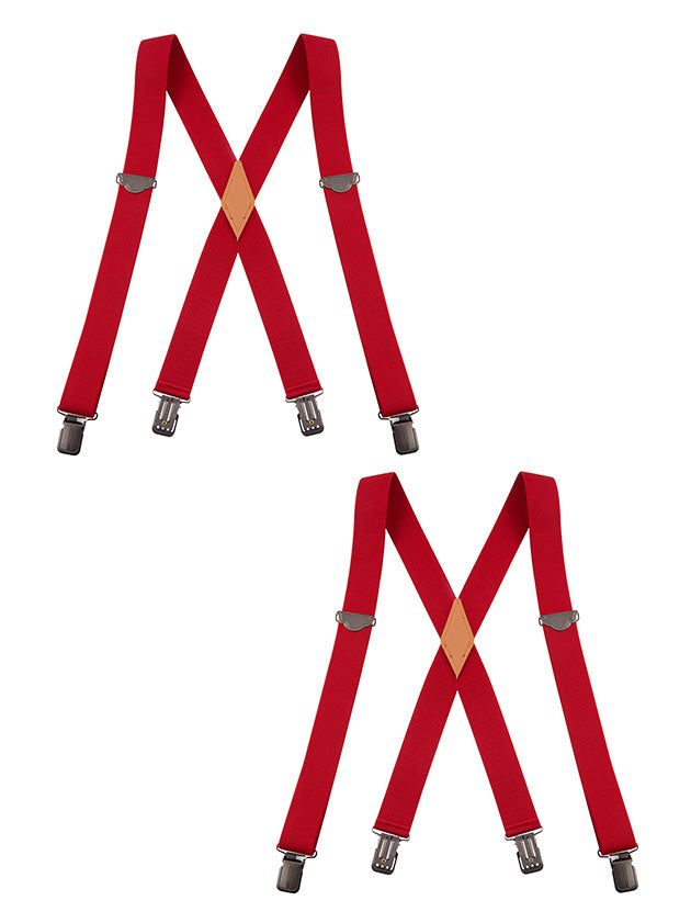 "Buyless Fashion 2 pack Suspenders for Men - 48"" Adjustable Straps 1 1/4"" - X Back With Black Clips"