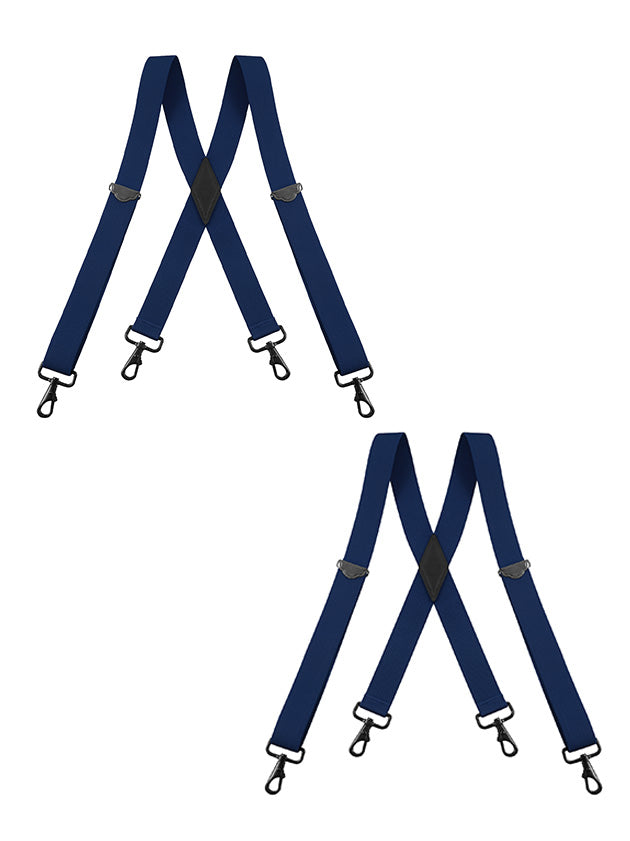 "Buyless Fashion 2 pack Suspenders for Men - 48"" Adjustable Straps 1 1/4"" - X Back with Black Hooks"