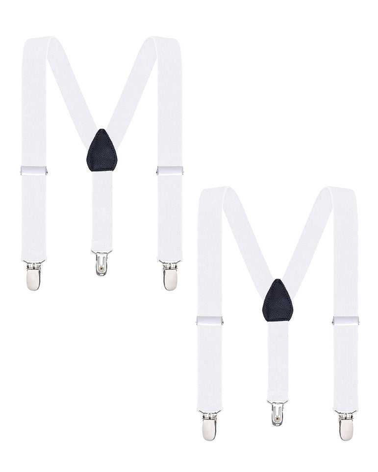 Buyless Fashion Adjustable 2 Pack Suspenders for Kids Toddlers Baby Elastic Solid Color 1 Inch - Y Back Design
