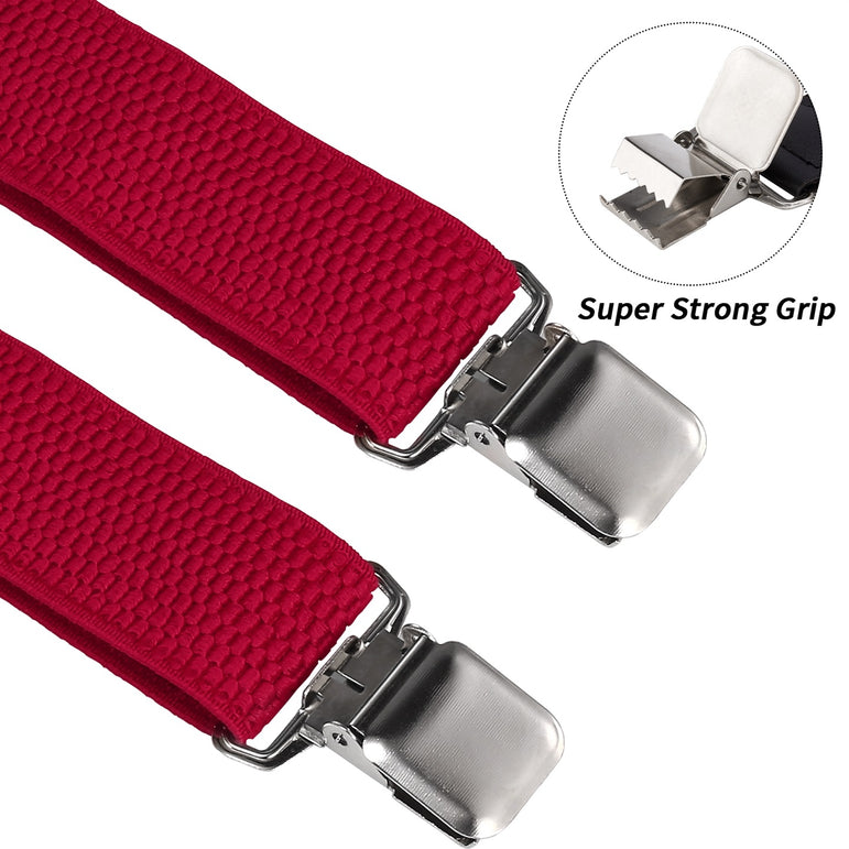"Buyless Fashion Heavy Duty Textured 2 Pack Suspenders for Men - 48"" Adjustable Straps 1 1/2"" - Y Shape"