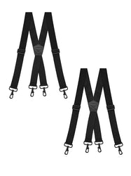 "Buyless Fashion Heavy Duty 2 Pack Suspenders for Men - 48"" Adjustable Straps 1 1/2"" - X Back with Strong Hooks"