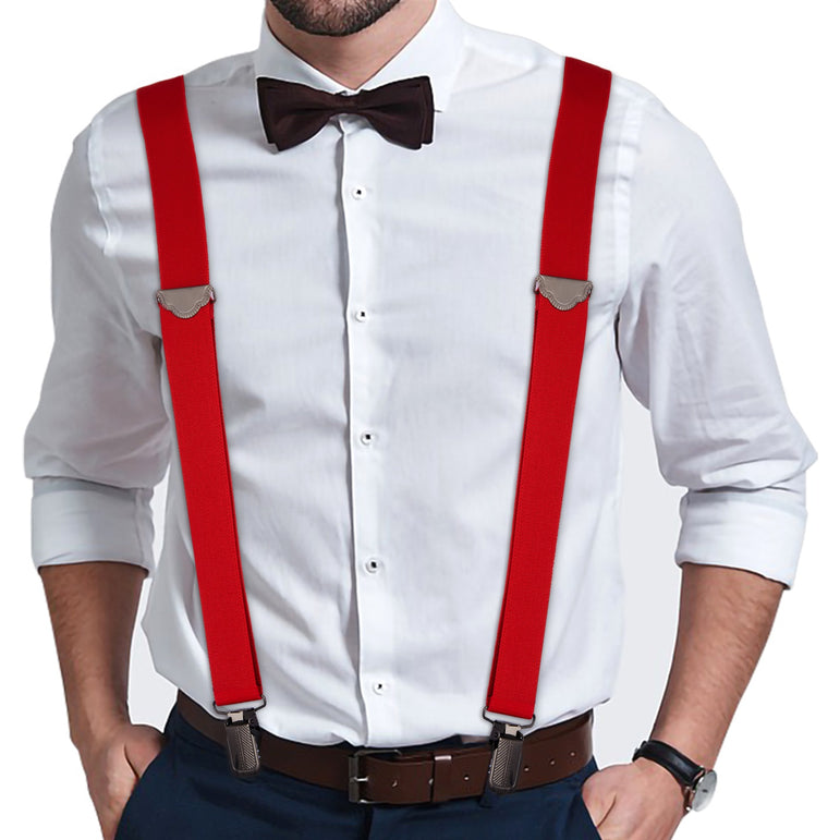 "Buyless Fashion 2 pack Suspenders for Men - 48"" Adjustable Straps 1 1/4"" - X Back With Black Clips"
