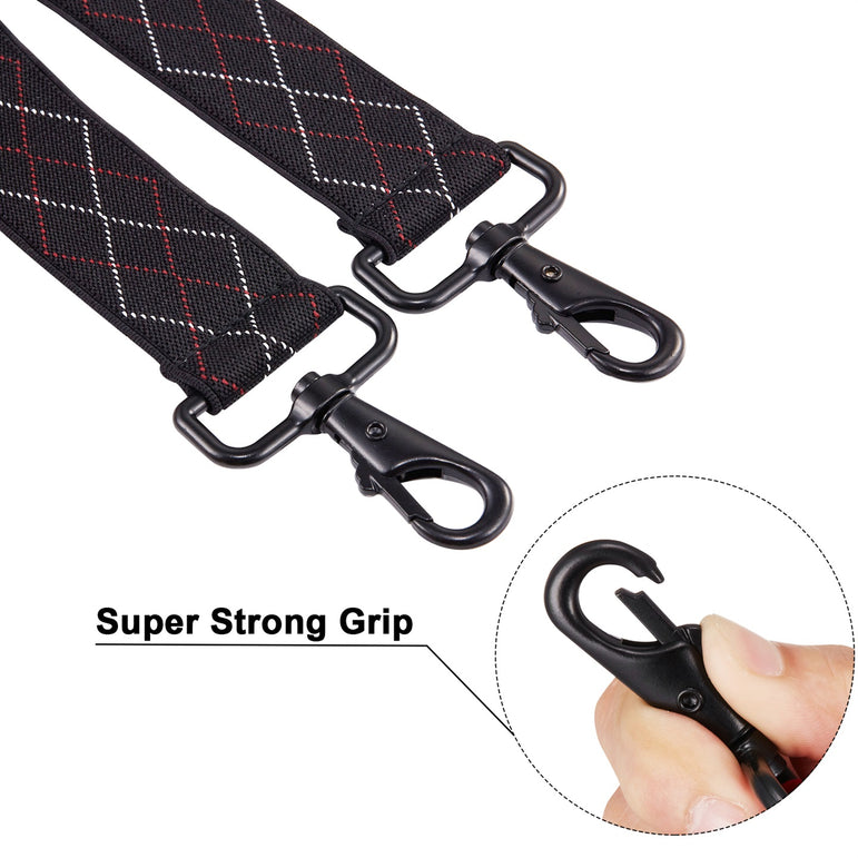 "Buyless Fashion 2 pack Suspenders for Men - 48"" Adjustable Straps 1 1/4"" - X Back with Black Hooks"