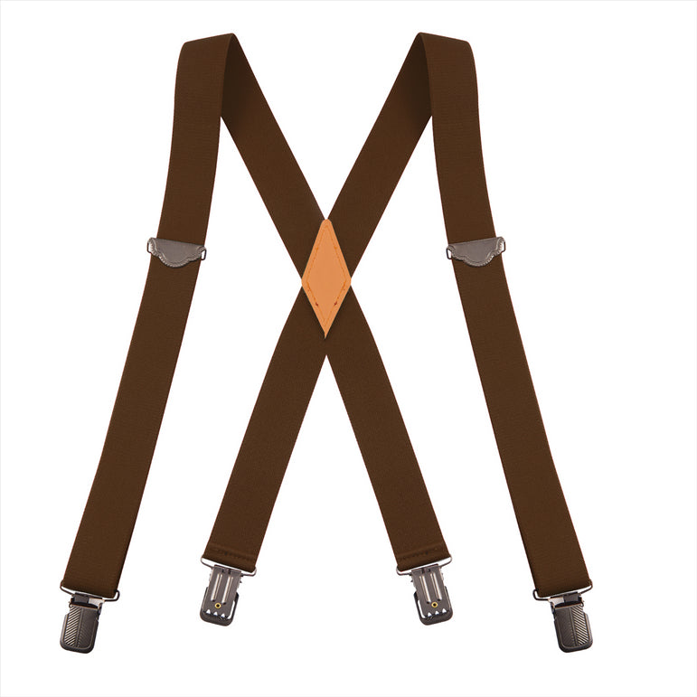 "Buyless Fashion Suspenders for Men - 48"" Adjustable Straps 1 1/4"" - X Back With Black Clips"