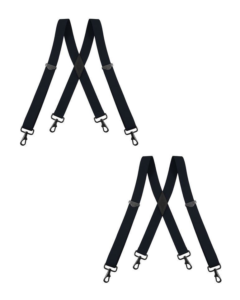 "Buyless Fashion 2 pack Suspenders for Men - 48"" Adjustable Straps 1 1/4"" - X Back with Black Hooks"