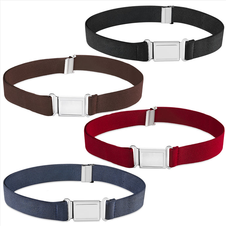 Buyless Fashion Kids Boys Toddler Adjustable Elastic Belt With Magnetic Buckle - 4 Pack
