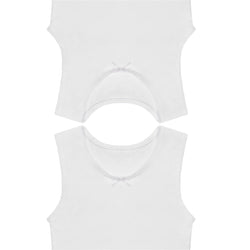 Buyless Fashion Big Girls Tagless Cami Scoop Neck Undershirts White Cotton Tank With Trim (8 Pack)