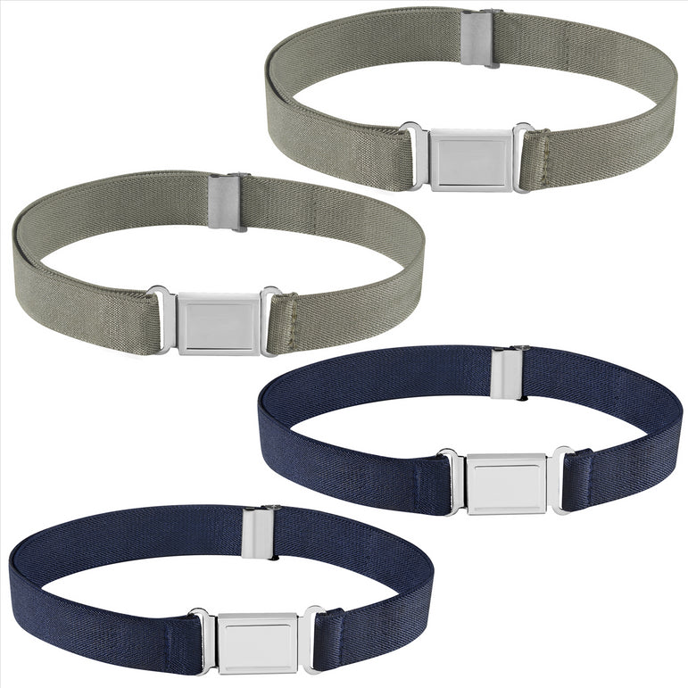 Buyless Fashion Kids Boys Toddler Adjustable Elastic Belt With Magnetic Buckle - 4 Pack