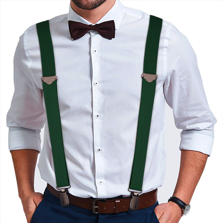 "Buyless Fashion Suspenders for Men - 48"" Adjustable Straps 1 1/4"" - X Back With Black Clips"
