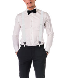 Buyless Fashion Suspenders for Men - 48" Elastic Adjustable Straps 1 1/4" - Y Shape