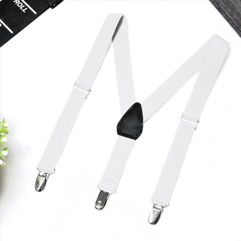 Buyless Fashion Adjustable Suspenders for Kids Toddlers Baby Elastic Solid Color 1 Inch - Y Back Design