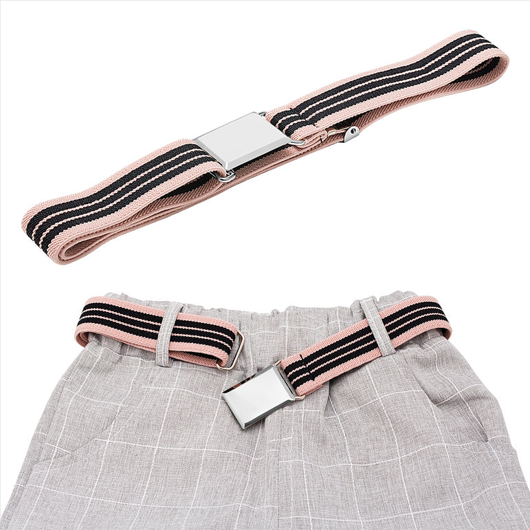 Buyless Fashion Kids Toddlers Baby Adjustable Elastic  Stretch Belt with Silver  Buckle