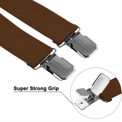 "Buyless Fashion Suspenders for Men - 48"" Adjustable Straps 1 1/4"" - X Back With Black Clips"
