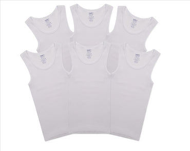 Buyless Fashion Boys Scoop Neck Tagless Undershirts Soft Cotton Tank Top (6 Pack)