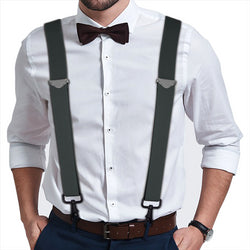 "Buyless Fashion Suspenders for Men - 48"" Adjustable Straps 1 1/4"" - X Back with Black Hooks"