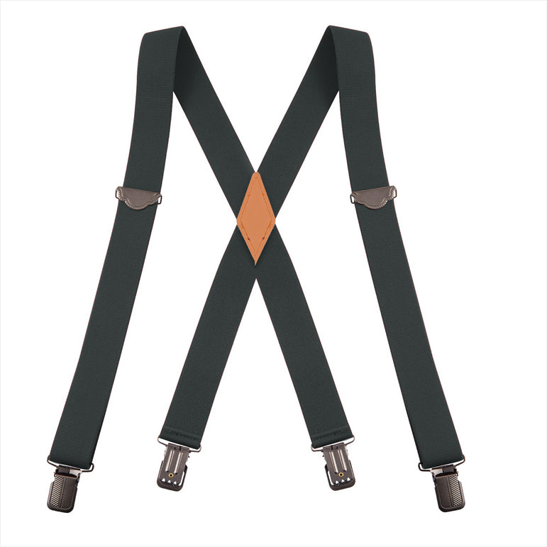 "Buyless Fashion Suspenders for Men - 48"" Adjustable Straps 1 1/4"" - X Back With Black Clips"