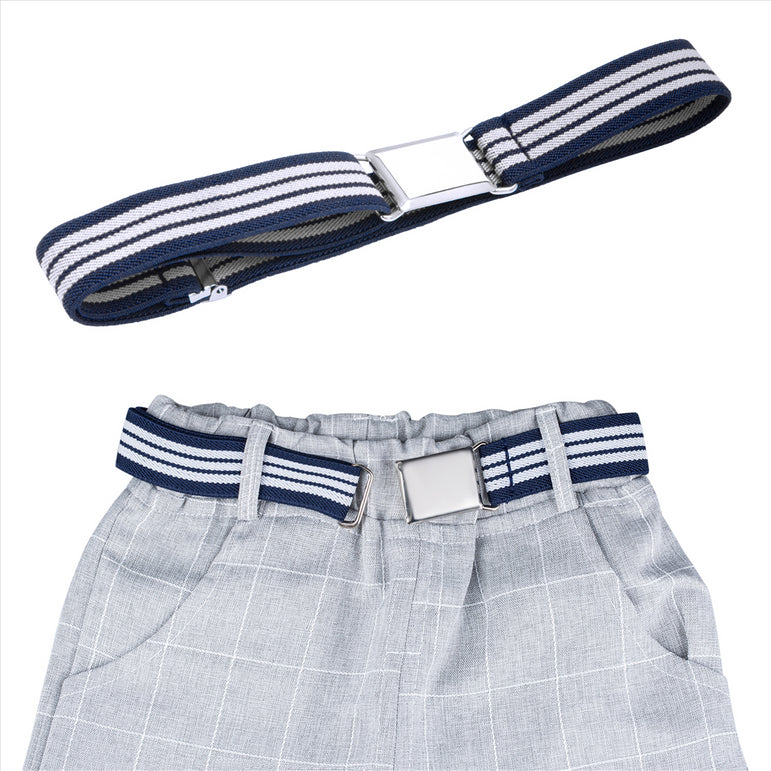 Buyless Fashion Kids Toddlers Baby Adjustable Elastic  Stretch Belt with Silver  Buckle