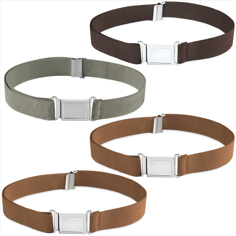 Buyless Fashion Kids Boys Toddler Adjustable Elastic Belt With Magnetic Buckle - 4 Pack