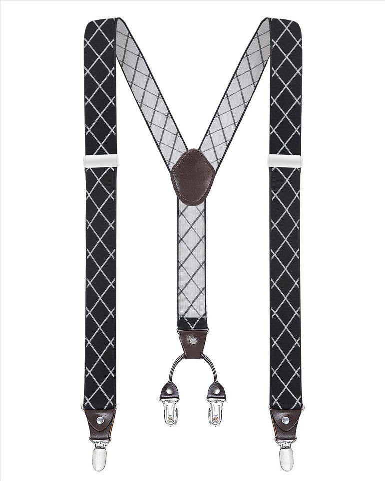 Buyless Fashion Suspenders for Men - 48" Elastic Adjustable Straps 1 1/4" - Y Shape