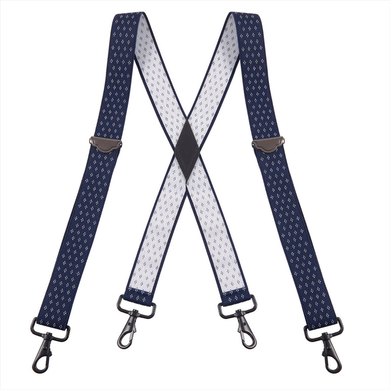 "Buyless Fashion Suspenders for Men - 48"" Adjustable Straps 1 1/4"" - X Back with Black Hooks"