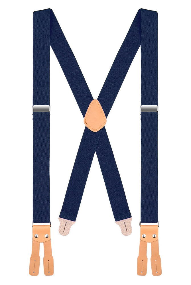 Buyless Fashion Butten End Logger Work Suspenders for Men - 48" Adjustable Straps 1 1/4" - X Shape