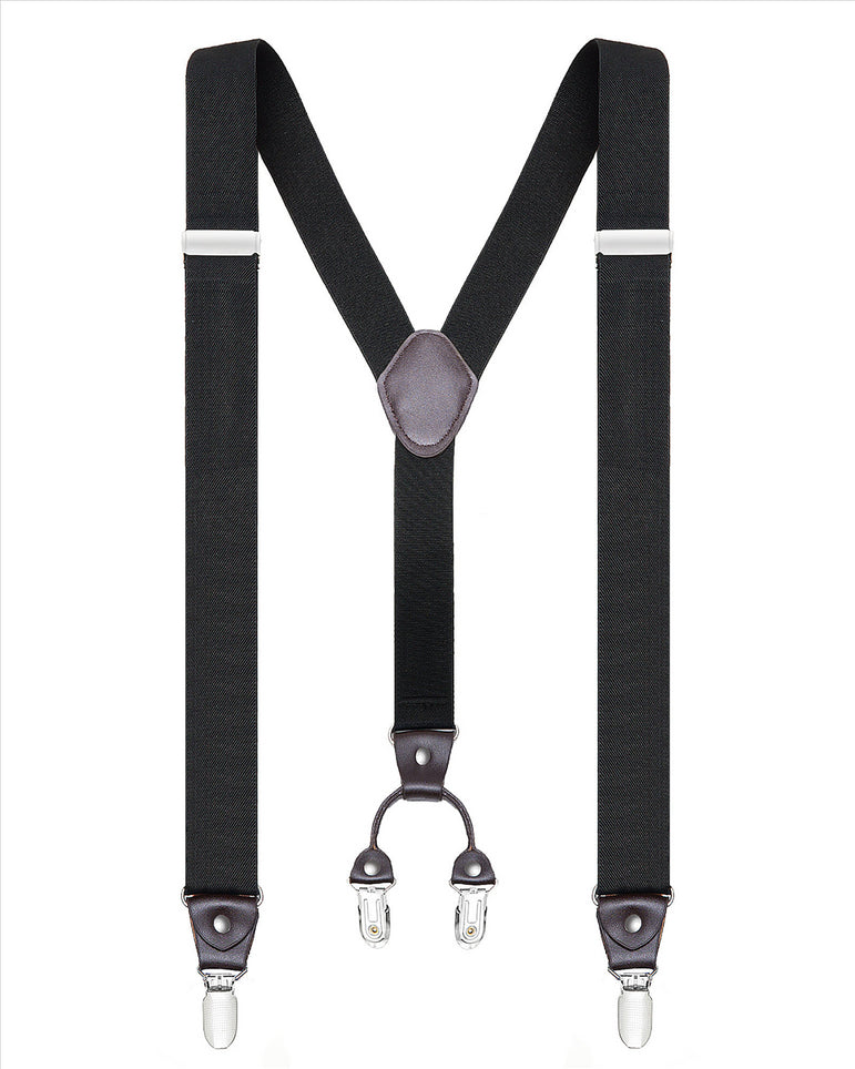 Buyless Fashion Suspenders for Men - 48" Elastic Adjustable Straps 1 1/4" - Y Shape