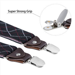 Buyless Fashion Suspenders for Men - 48" Elastic Adjustable Straps 1 1/4" - Y Shape