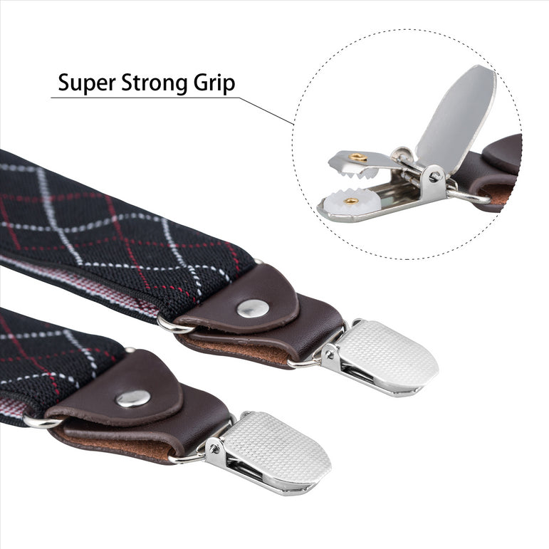 Buyless Fashion Suspenders for Men - 48" Elastic Adjustable Straps 1 1/4" - Y Shape