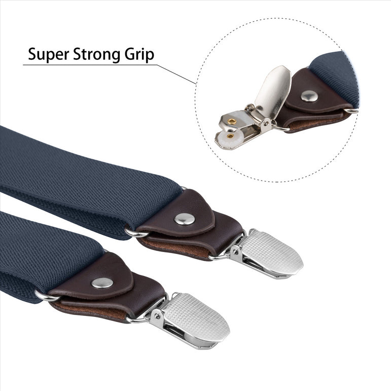 Buyless Fashion Suspenders for Men - 48" Elastic Adjustable Straps 1 1/4" - Y Shape