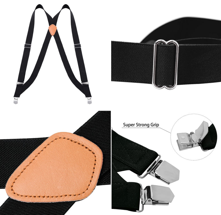 "Buyless Fashion Trucker 2 Pack Suspenders for Men - 48"" Elastic Adjustable Straps 1 1/4"" - X Back"