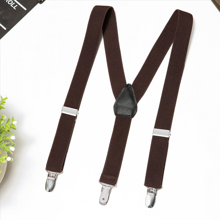 Buyless Fashion Adjustable Suspenders for Kids Toddlers Baby Elastic Solid Color 1 Inch - Y Back Design