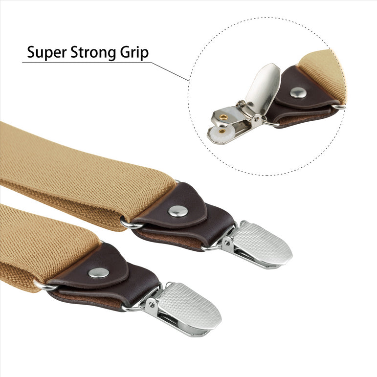 Buyless Fashion Suspenders for Men - 48" Elastic Adjustable Straps 1 1/4" - Y Shape