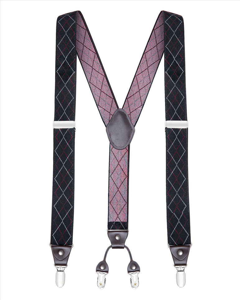 Buyless Fashion Suspenders for Men - 48" Elastic Adjustable Straps 1 1/4" - Y Shape