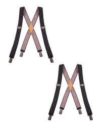 "Buyless Fashion 2 pack Suspenders for Men - 48"" Adjustable Straps 1 1/4"" - X Back With Black Clips"