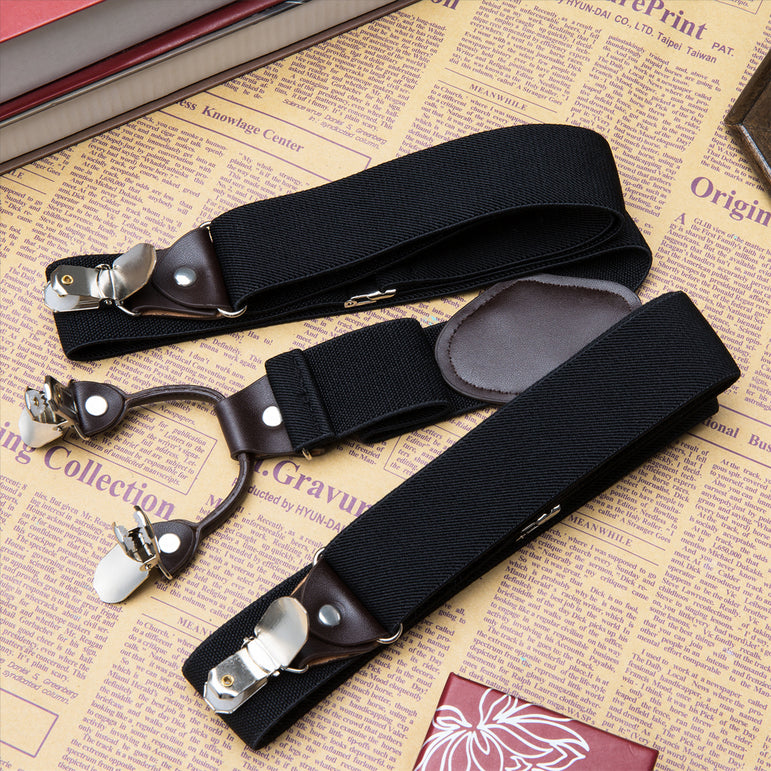 Buyless Fashion Suspenders for Men - 48" Elastic Adjustable Straps 1 1/4" - Y Shape