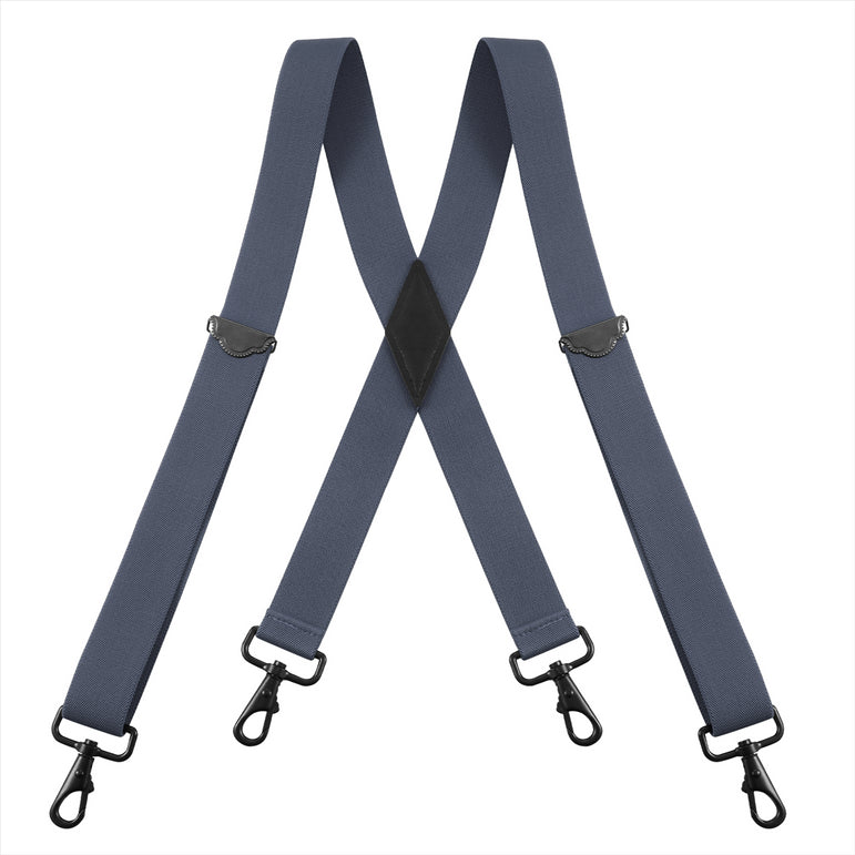 "Buyless Fashion Suspenders for Men - 48"" Adjustable Straps 1 1/4"" - X Back with Black Hooks"