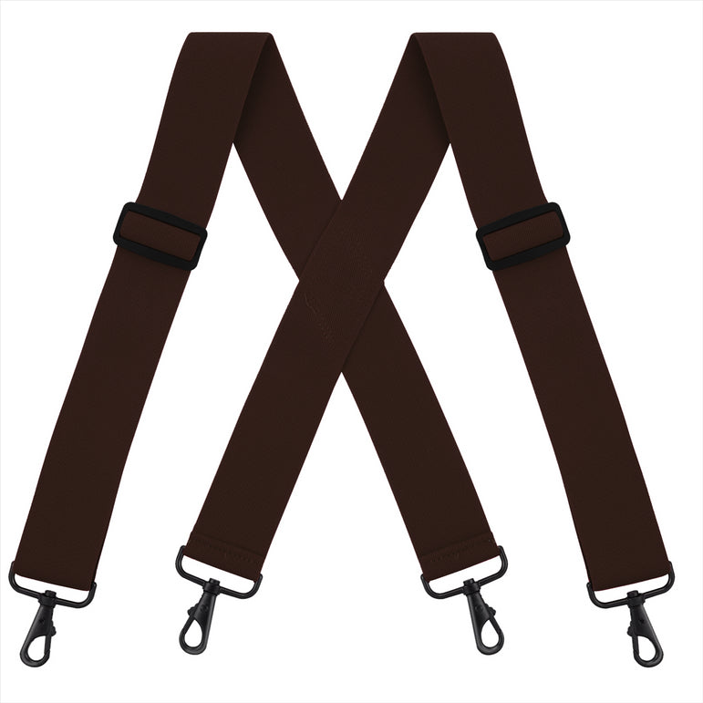 "Buyless Fashion Mens Suspenders - 48"" Elastic Adjustable Heavy Duty 2"" Wide - X Back With Black Hooks"