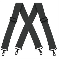 "Buyless Fashion Mens Suspenders - 48"" Elastic Adjustable Heavy Duty 2"" Wide - X Back With Black Hooks"