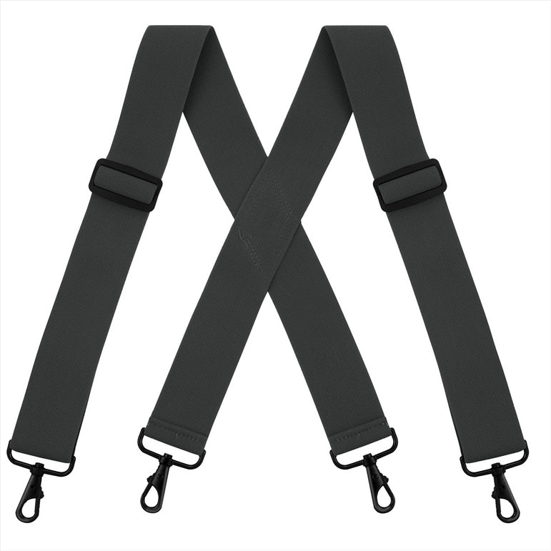 "Buyless Fashion Mens Suspenders - 48"" Elastic Adjustable Heavy Duty 2"" Wide - X Back With Black Hooks"