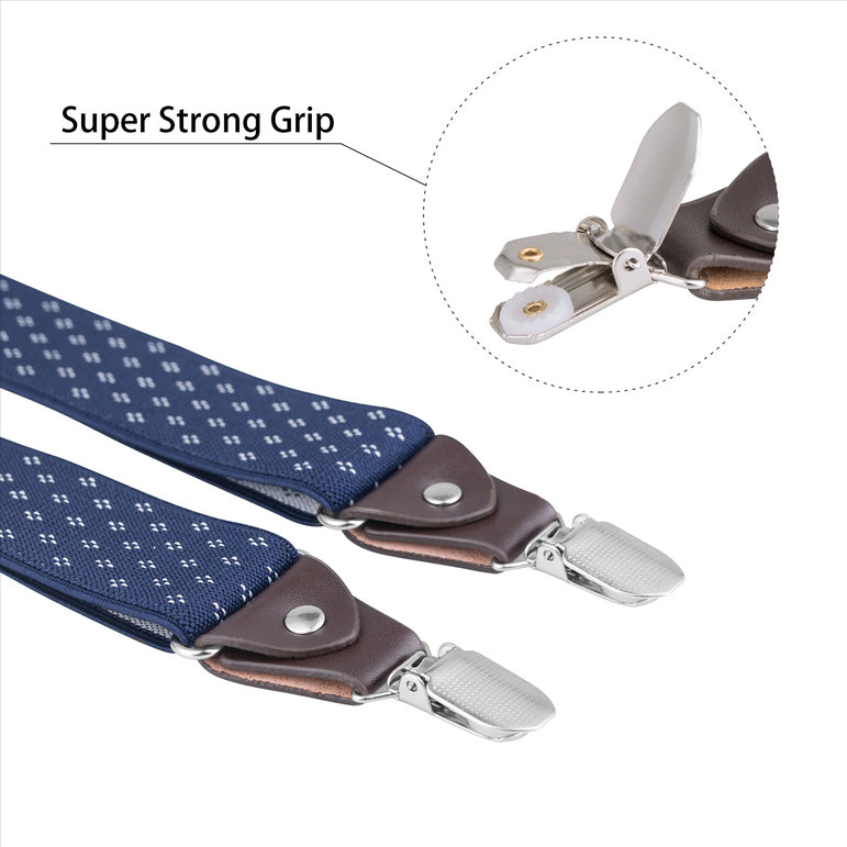 Buyless Fashion Suspenders for Men - 48" Elastic Adjustable Straps 1 1/4" - Y Shape