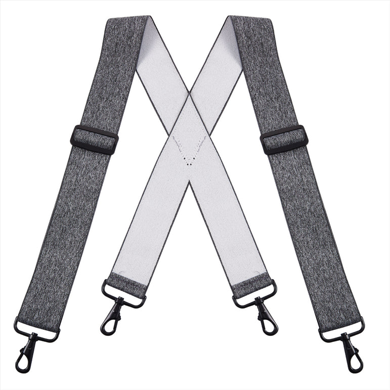"Buyless Fashion Mens Suspenders - 48"" Elastic Adjustable Heavy Duty 2"" Wide - X Back With Black Hooks"