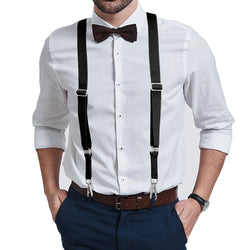 "Buyless Fashion Trucker 2 Pack Suspenders for Men - 48"" Elastic Adjustable Straps 1"" - X Back Utility Braces"