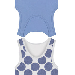 Buyless Fashion Boys Scoop Neck Tagless Undershirts Soft Cotton Blue Polka Dot Tank Top (8 Pack)