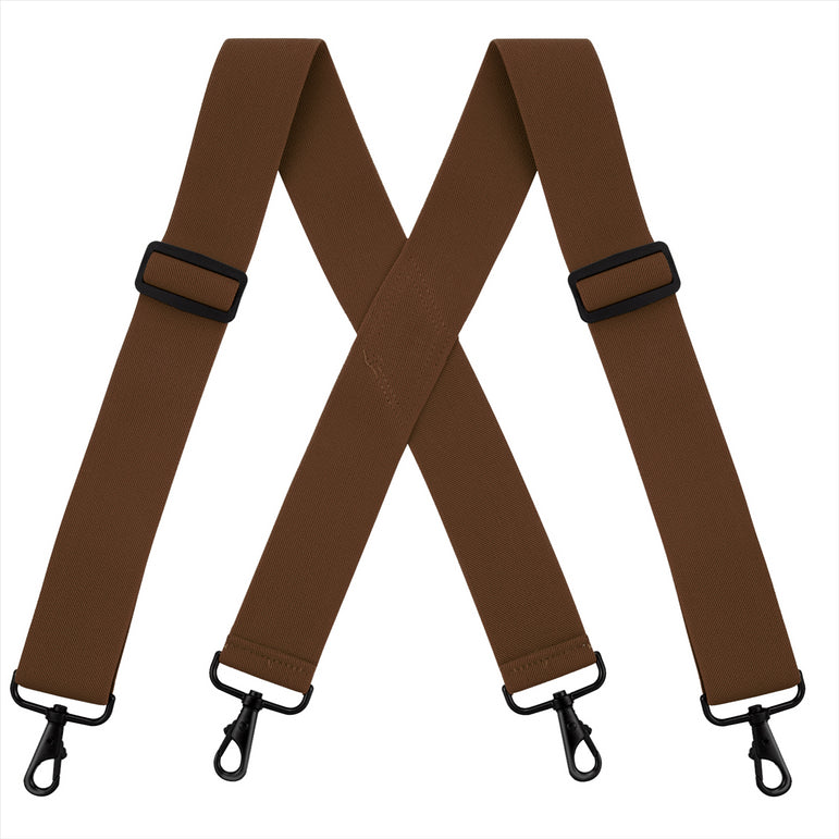 "Buyless Fashion Mens Suspenders - 48"" Elastic Adjustable Heavy Duty 2"" Wide - X Back With Black Hooks"
