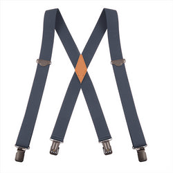 "Buyless Fashion Suspenders for Men - 48"" Adjustable Straps 1 1/4"" - X Back With Black Clips"