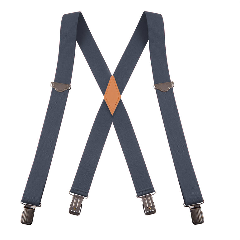 "Buyless Fashion Suspenders for Men - 48"" Adjustable Straps 1 1/4"" - X Back With Black Clips"
