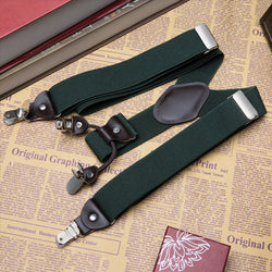 Buyless Fashion Suspenders for Men - 48" Elastic Adjustable Straps 1 1/4" - Y Shape